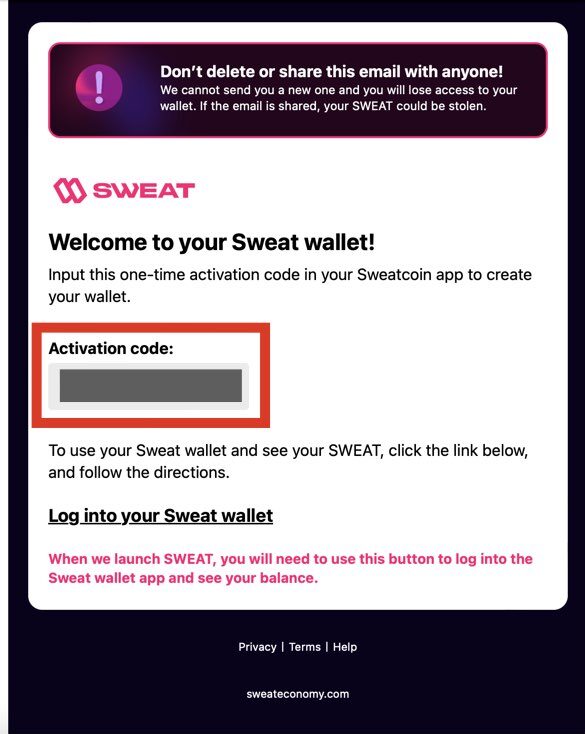Sweatcoin（スウェットコイン） ‎SWEAT WALLET（スウェットウォレット） 作成方法